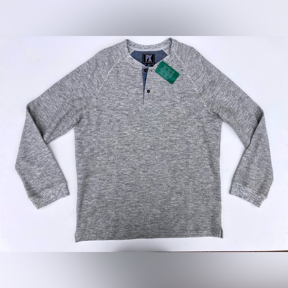 NWT PXClothing Melange Thermal Henley in Gray